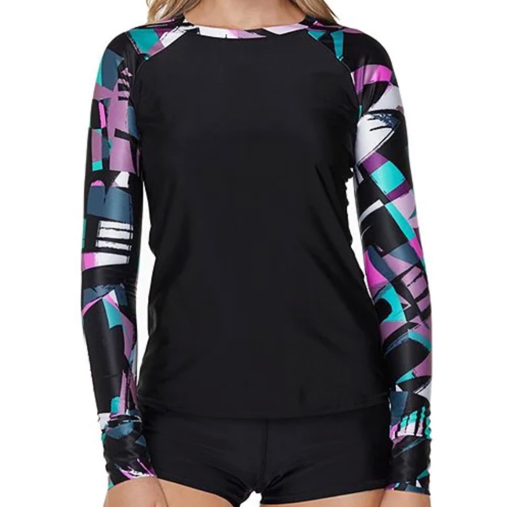 New XL Back Zip Rashguard Swim Cover Up SPF 50 Nylon/spandex fit size 8/10